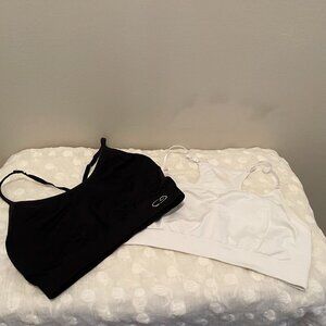 EUC 2 Girls Sports Bras, Black Champion & White Maidenform, Medium